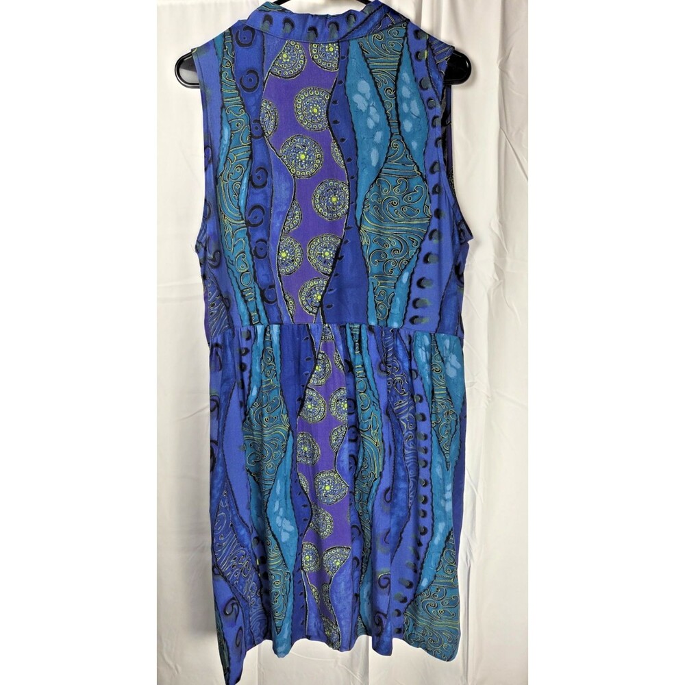 Vintage Cascais California Dress Size 16 Blue Abstract Paisley Sleeveless USA - Picture 9 of 9